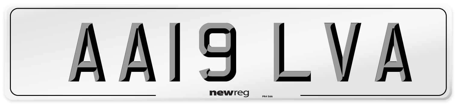 AA19 LVA Number Plate from New Reg